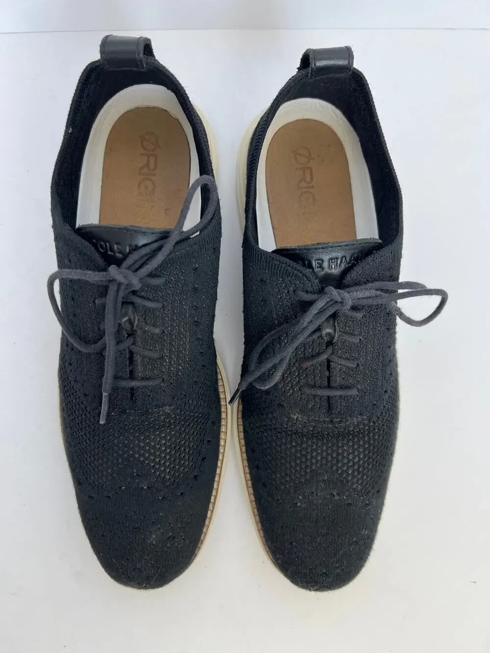 Cole Haan OriginalGrand Wingtip Oxford Mens 8.5 Black Stitchlite Shoes Office